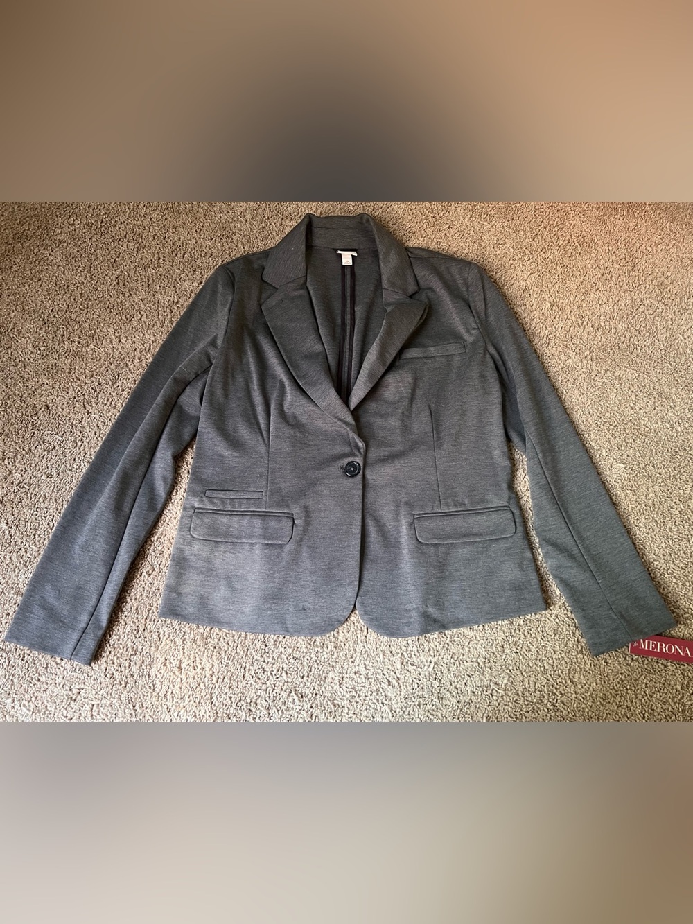 Women's Gray Single-Button Blazer Jacket